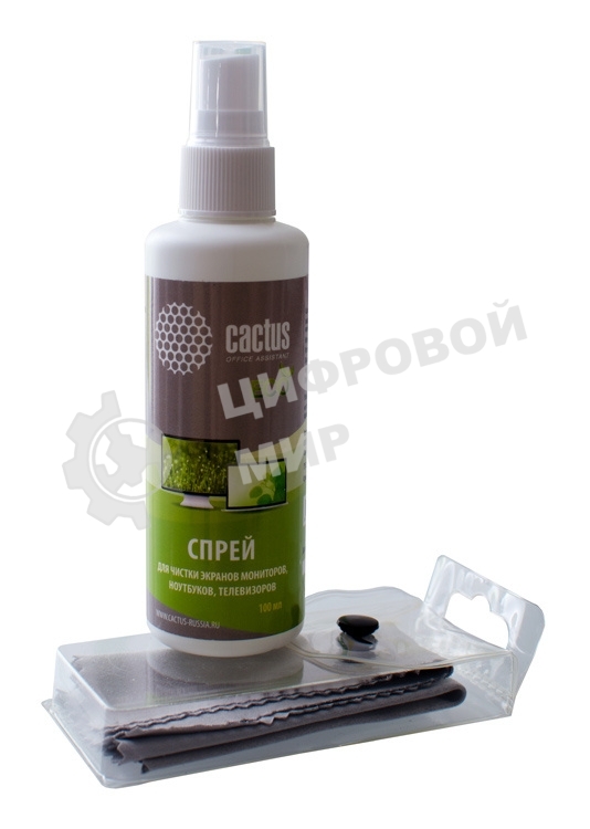 Чистящий набор (салфетки + спрей) Cactus CS-S3001E для экранов и оптики 1 шт 18x18 см 100 мл