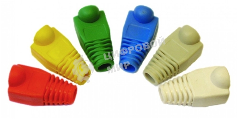 Защитные колпачки для кабеля 6,0мм cat.5, на соединение коннектора с кабелем, желтый, 100 шт. в пачке