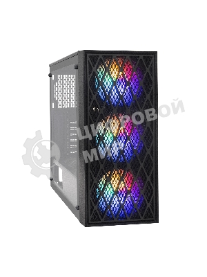 Компьютерный корпус Miditower ExeGate EVO-8243-NPX600 (ATX, БП 600NPX с вент 12 см, 2хUSB+1хUSB 3.0, черный, 3 вент. с RGb подсветкой, боковая панель - закаленное стекло)