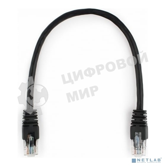 Патч-корд UTP Cablexpert PP6U-0.25M/BK cat.6, 0.25м, литой, многожильный, черный