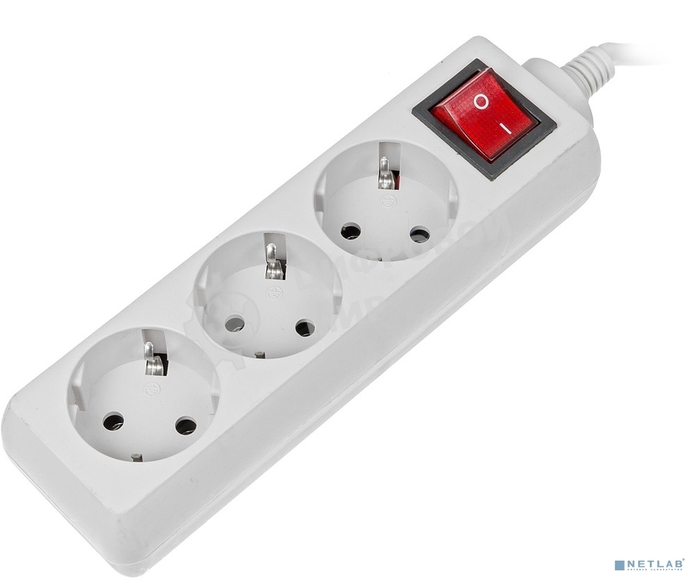 Сетевой фильтр Buro 300SL-5-G 5 м, 3 розетки, серый (пакет ПЭ)