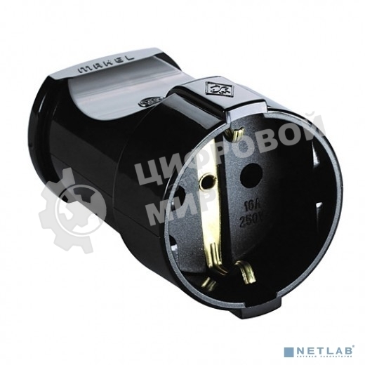 Розетка кабельная c заземлением Makel черная