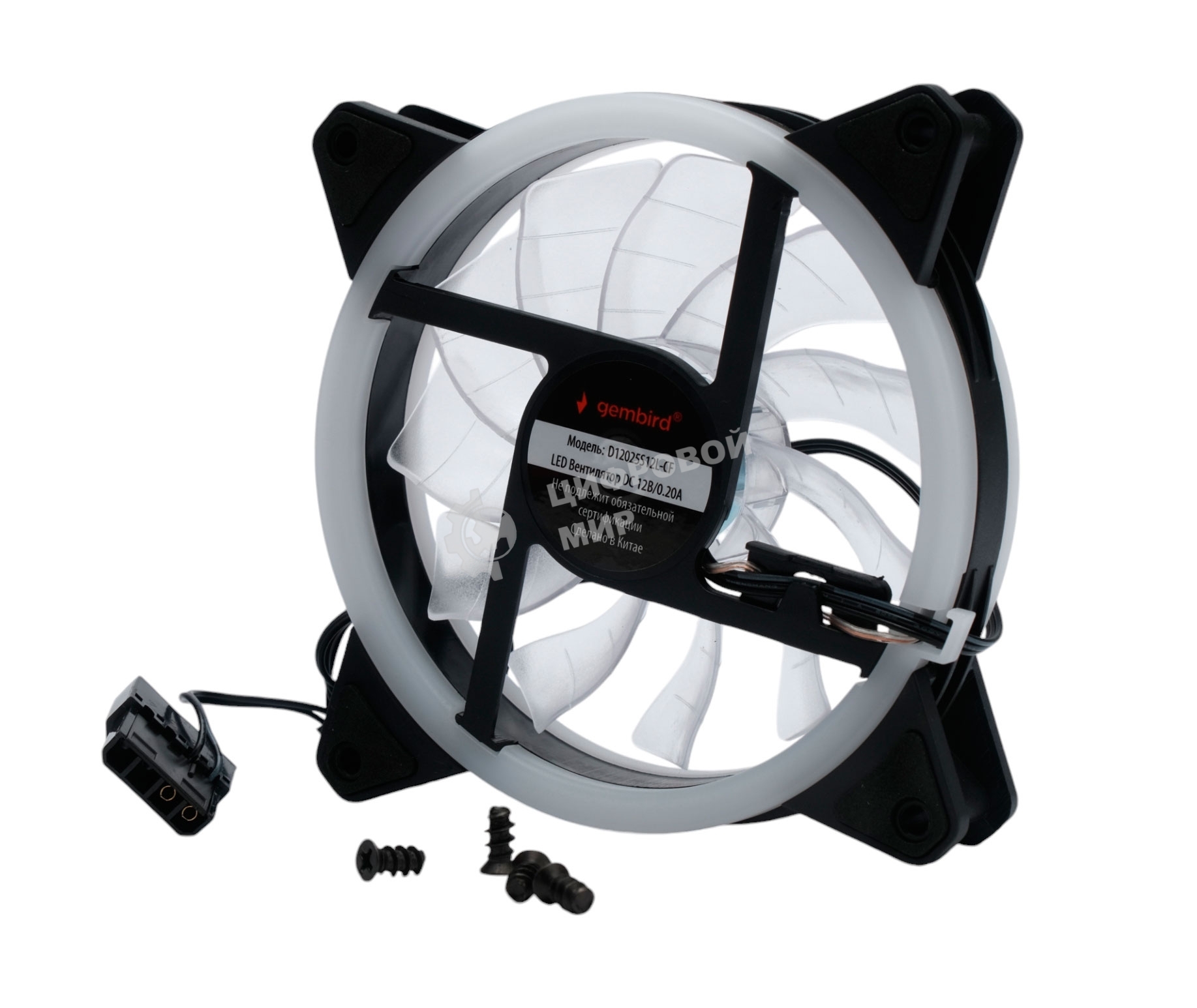 Вентилятор для корпуса Gembird черный, 120 мм, 1200 об/мин, 20.5 дБ, 3 pin
