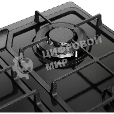Газовая варочная панель MONSHER, газ, High-Tech, 58 см, автоматический электроподжиг, газ-контроль, форсунки под сжиженый газ, SABAF конфорки, чугунные решетки, черный