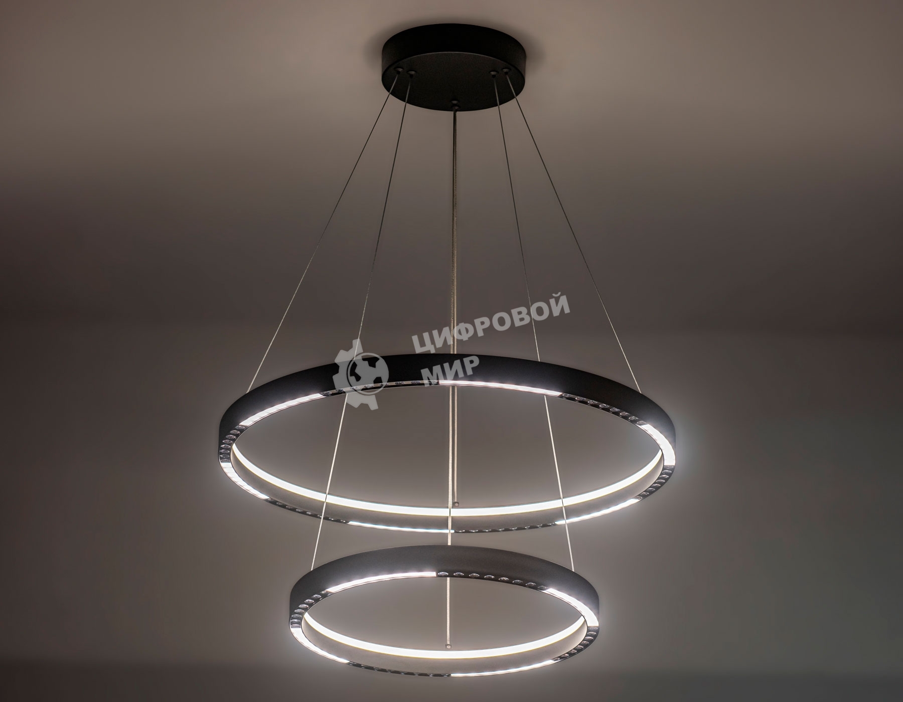 Подвесной светодиодный светильник Ambrella light FL5865/2 BK черный 45W 3000K/4200K/6400K D600/400*830 (без ПДУ)