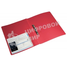 Папка на 2-х кольцах Бюрократ -0827/2RRED A4, пластик, 0.7мм корешок 27мм, внутренний и торцевой карман, красный