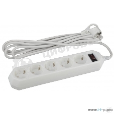 Сетевой фильтр ЭРА USF-5es-3m-W, 3 м, белый