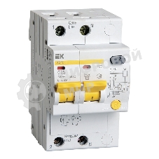 Выключатель автоматический дифференциального тока IEK 2п 25А/30мААД-12 MAD10-2-025-C-030