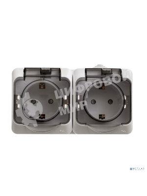 Розетка 2-м ОП Этюд с заземл. защ. шторки IP44 белый SchE PA16-244B