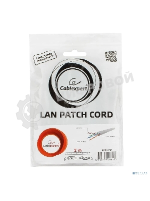 Патч-корд UTP Cablexpert PP6U-2M cat.6, 2м, литой, многожильный, серый