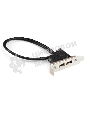 Планка портов в корпус 2xUSB 2.0 ExeGate BrctUSB2-2A-LP (USB 2.0 9pin (IDC 9pin F) --> 2x USB 2.0 Af, кабель 20 см, Low Profile)