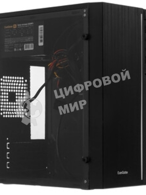 Компьютерный корпус Minitower ExeGate mEVO-9301 Black-RGb light, ATX, (600NPX), 2*USB+1*USB 3.0, HD Audio