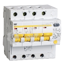 Выключатель автоматический дифференциального тока 4п C 10А 30мА тип AC 4.5кА АД-14 IEK MAD10-4-010-C-030