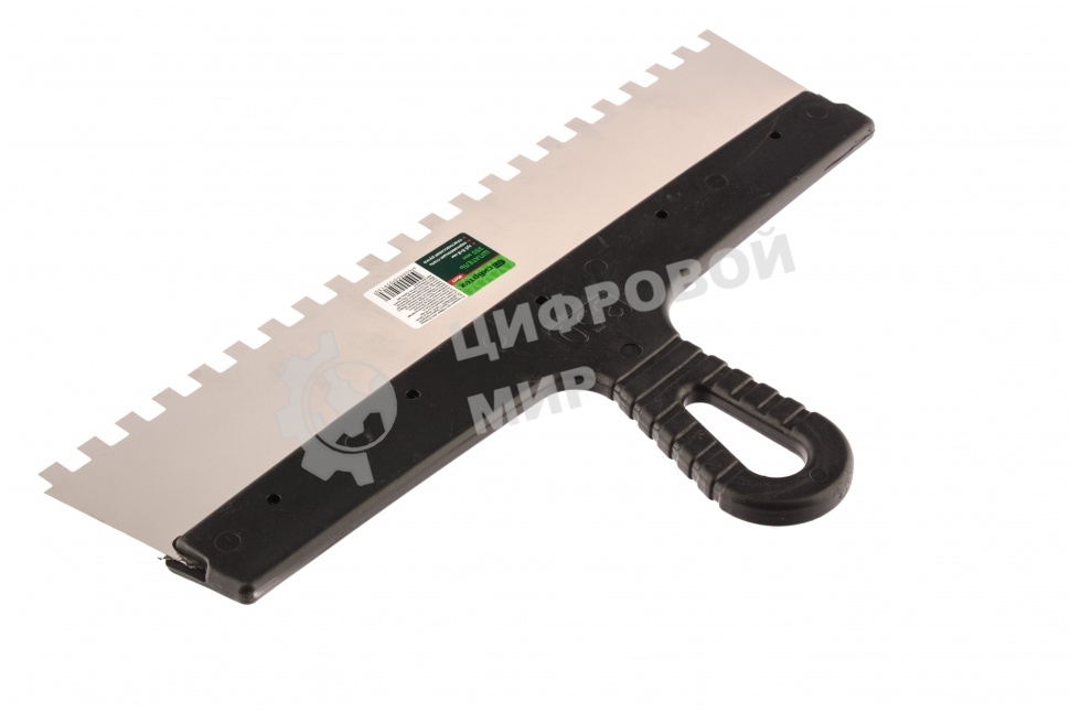 Шпатель из нержавеющей стали Сибртех 350 мм, зуб 8х8 мм, пластмассовая рукоятка