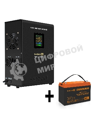 Комплект источника бесперебойного питания Exegate EX295997RUS + батарея 100Aч EX285656RUS 1шт (инвертор, синус, для котла, настенный) ExeGate FineSine SX-1000.LCD.AVR.2SH <1000VA/600W, чистая синусоида, цветной LCD-дисплей, AVR, 2*Schuko, линейно-интерактивный, крепление настенное/универсальное, Black> + батарея ExeGate HRL 12-100 (12В, 100Ач) 1шт