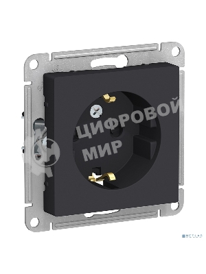 Механизм розетки 1-м СП AtlasDesign с заземл. защ. шторки 16А карбон SchE ATN001045