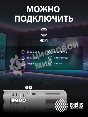 Проектор Cactus CS-PRM.01WT.Full HD LCD 19000Lm LS 700Lm ANSI (1920x1080) 2500:1 ресурс лампы:50000часов 2xUSB typeA 2xHDMI 1.8кг