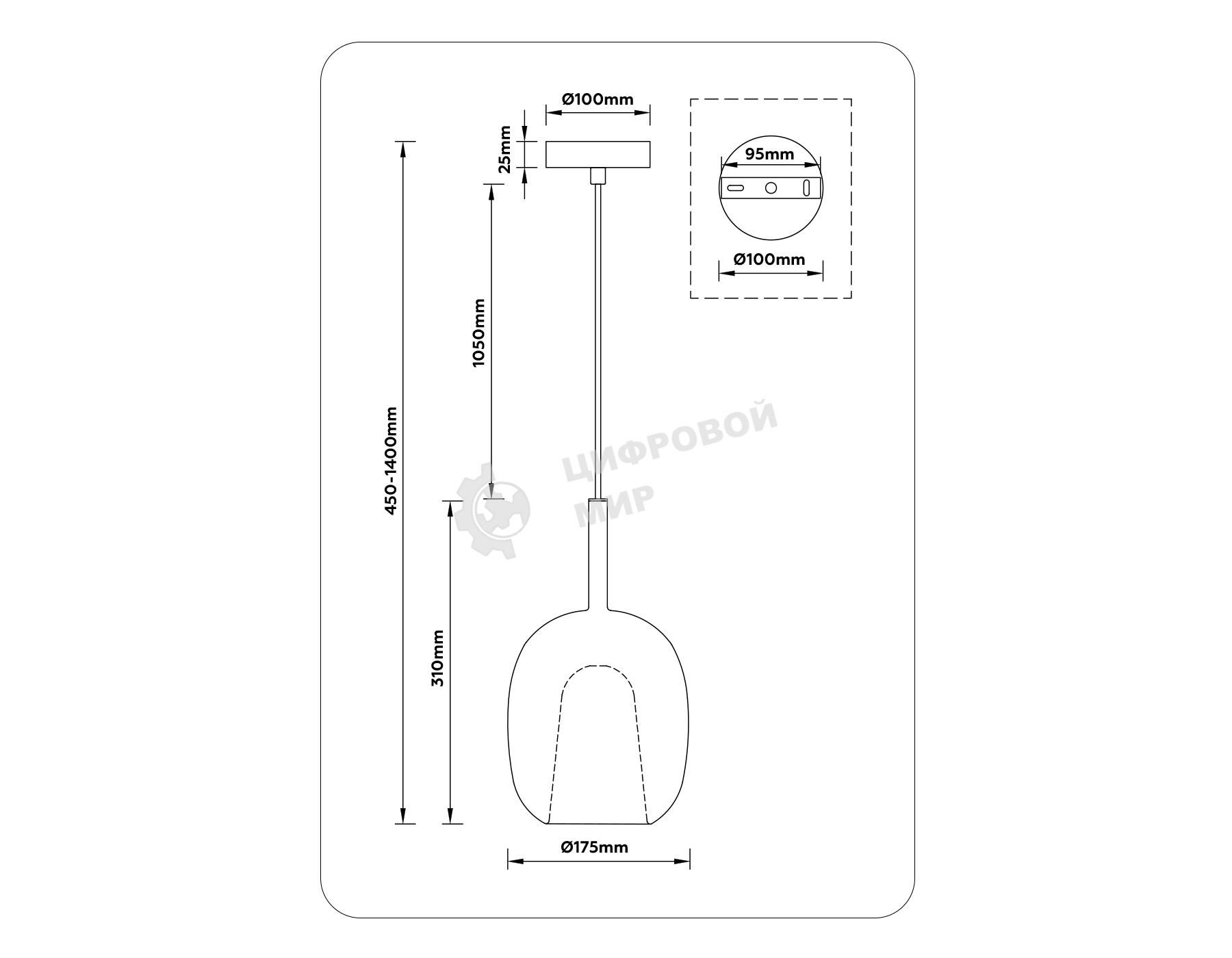 Подвесной светильник Ambrella light LH11121 BK/WH/CL черный/белый/прозрачный E27 max 60W D175*310