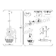 Светильник Ambrella light TR8502 WH/CP белый/медь E27 max 60W D200*1000