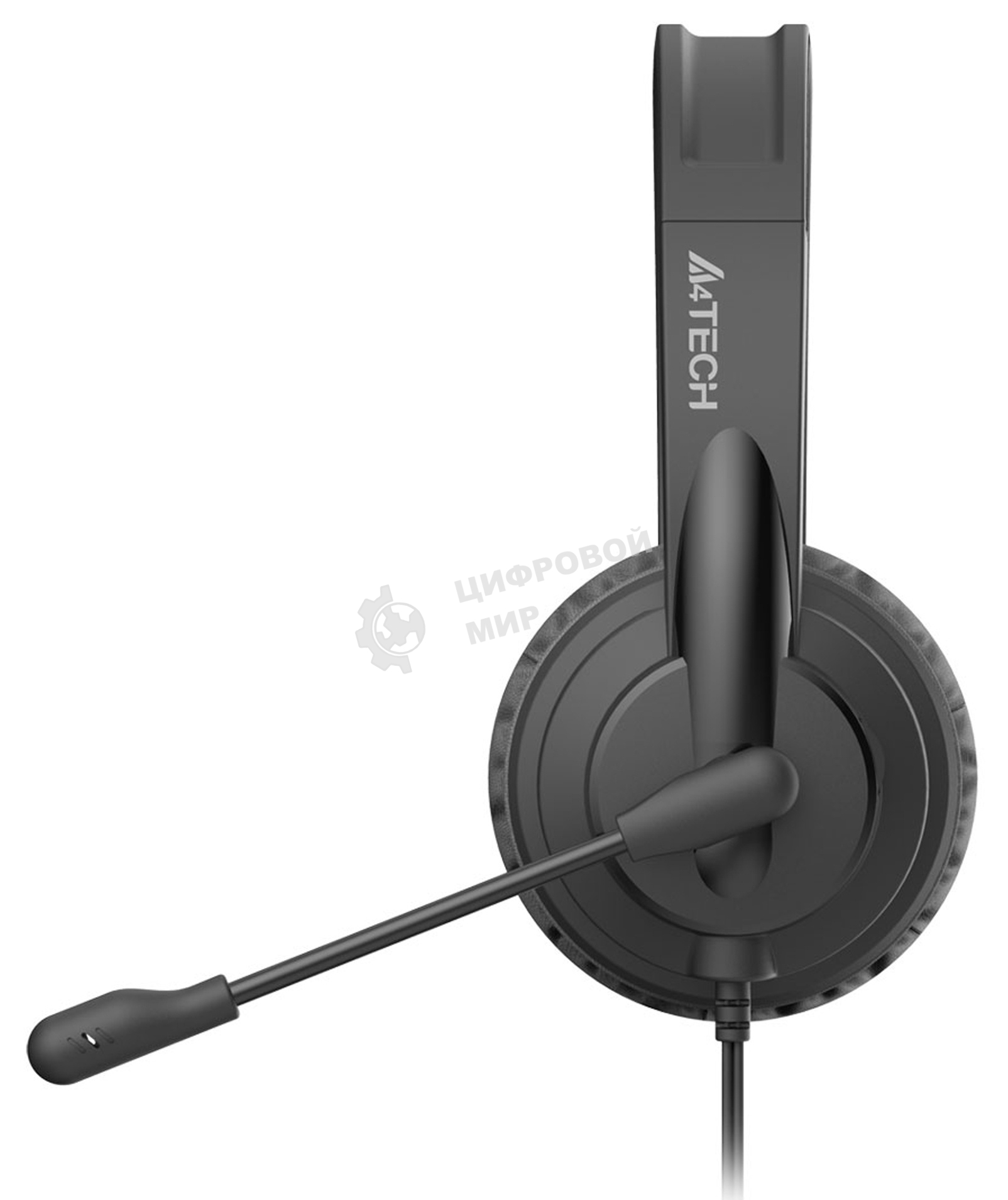 Гарнитура проводная с микрофоном A4Tech HU-11 черный 2м накладные USB оголовье