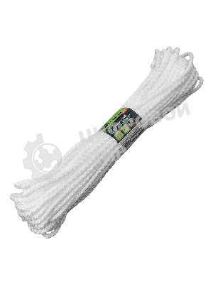 Шнур вязаный полипропиленовый Сибртех с сердечником, 5 мм, L20 м, 90-100 кгс, белый