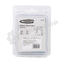 Скобы Gross 41714, 14 мм, для мебельного степлера, усиленные, тип 53, 1000 шт.