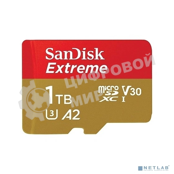 Флеш карта microSDXC SanDis 1024GBEXTREME Class 10, UHS-I, W130, R 190 МБ/с, без адаптера на SD