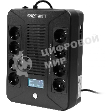 Источник бесперебойного питания SMARTWATT UPS SAFE PRO LCD 800 черный 800/480 ВА/Вт, напольный/настенный, линейно-интерактивный, LCD дисплей, Shuko CEE7/4 - 8 шт. (4 шт. с резервным питанием, 4 шт. - сетевой фильтр)