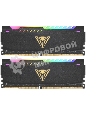 Оперативная память Patriot Viper Steel, DDR4, 64GB (2x32GB), 3200MHz, CL18, DIMM, с радиатором, RGB, черный