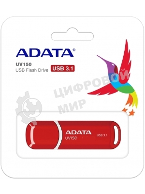 Флешка USB ADATA UV150 (AUV150-64G-RRD), 64Gb, USB 3.0, R/W 100/30, красный