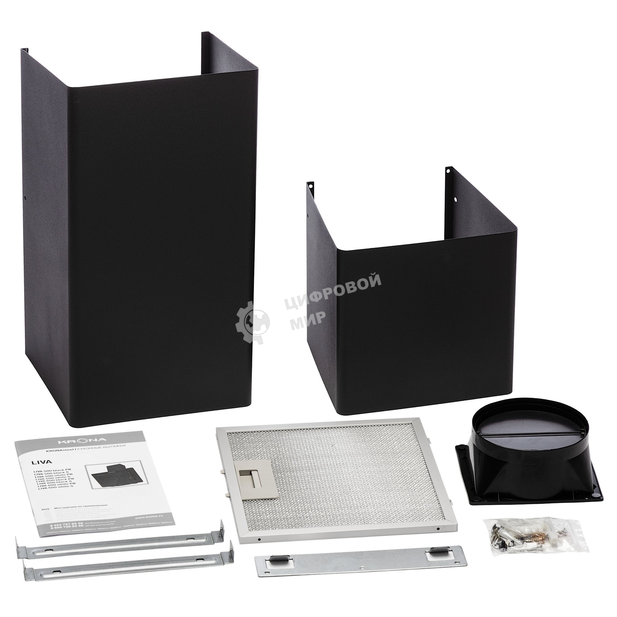 Вытяжка наклонная KRONA Liva 600 S черный, 60 см, 715 куб. м/ч, 52 дБ