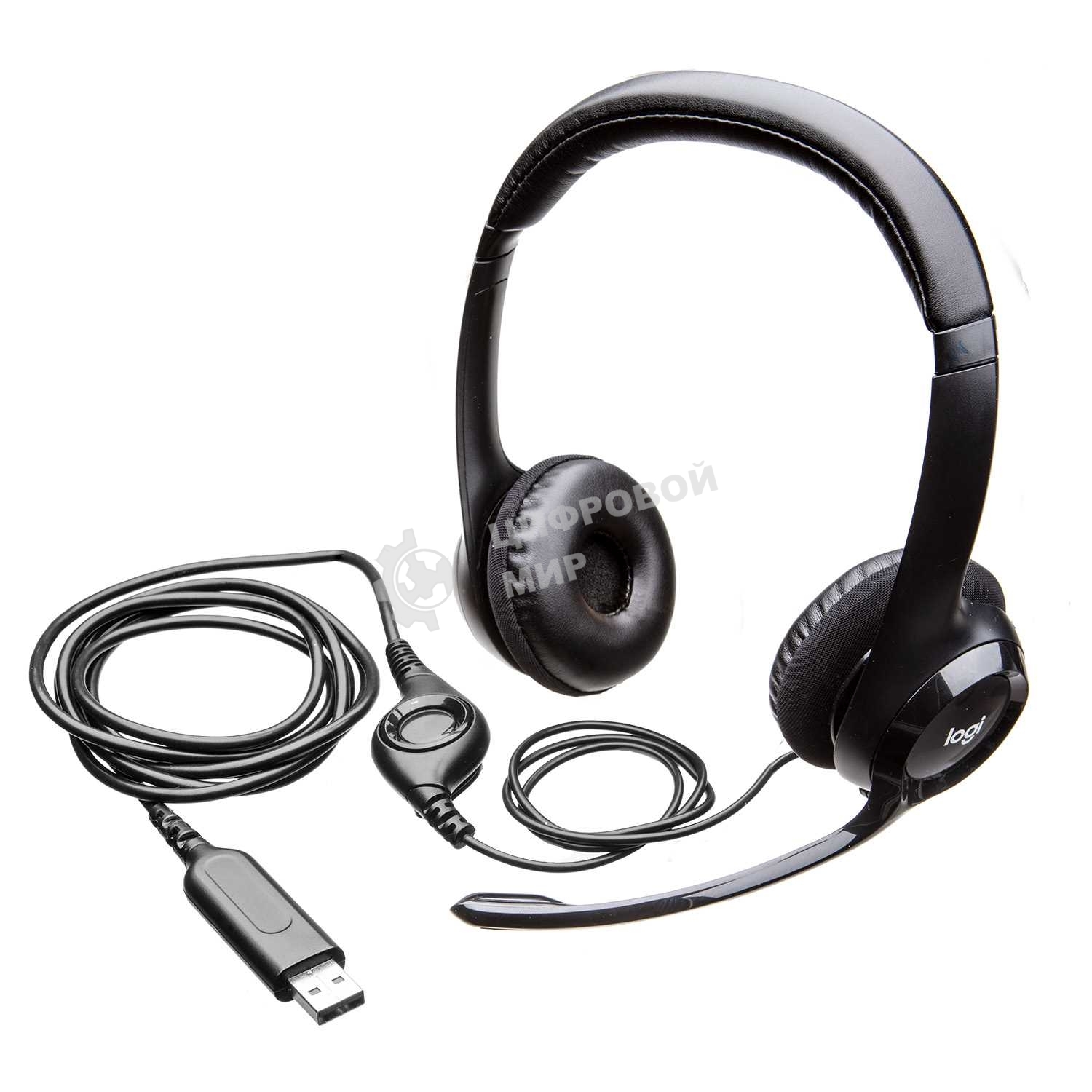 Гарнитура проводная Logitech Headset H390 USB черный
