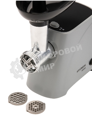 Мясорубка электрическая Hyundai HY-MG4391 серый, 1900 Вт, 2.4 кг/мин, реверс, защита от перегрузки, насадки - 4
