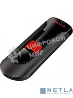 Флешка USB Sandisk CZ60 Cruzer Glide (SDCZ60-032G-B35), 32Gb, USB 2.0, R/W 30/8, черный/красный