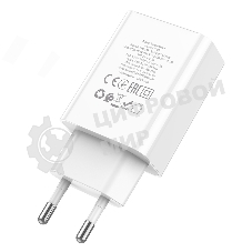 Сетевое зарядное устройство с дисплеем Hoco 18Вт, 3А, QC3.0/PD, 1хUSB, 1хType-C, C100A, белый, коробка