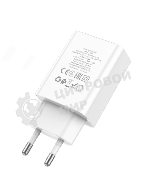 Сетевое зарядное устройство с дисплеем Hoco 18Вт, 3А, QC3.0/PD, 1хUSB, 1хType-C, C100A, белый, коробка