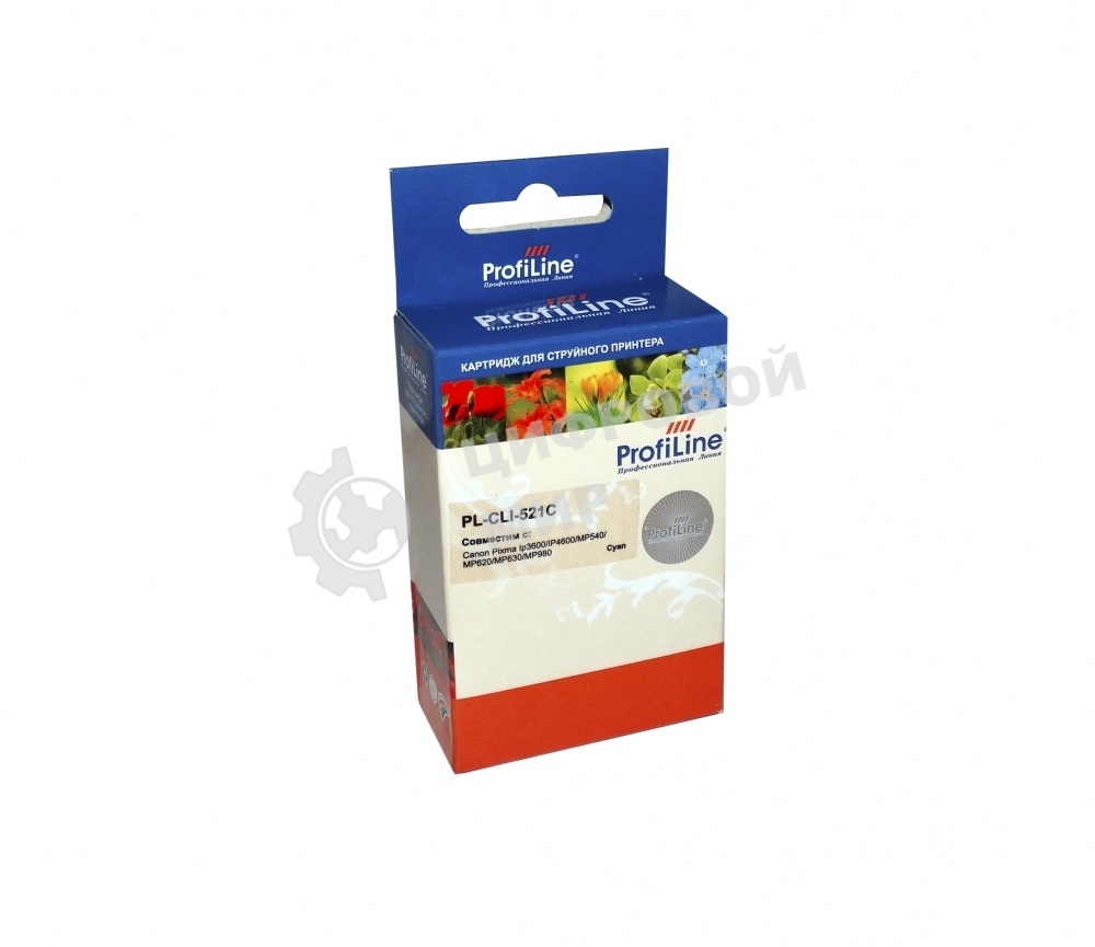 Картридж струйный ProfiLine PL-CLI-521C для принтеров Canon Pixma IP3600/IP4600/MP540/MP550/MP620/MP630/MP980 с чипом водн