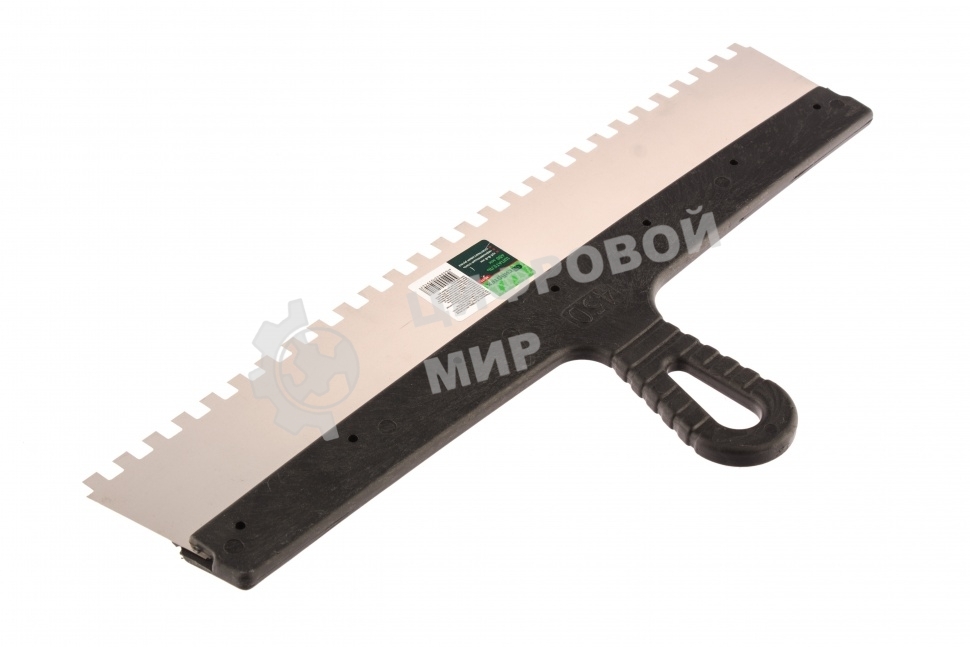 Шпатель Сибртех из нержавеющей стали,450 мм,зуб 8x8 мм,пластмассовая рукоятка