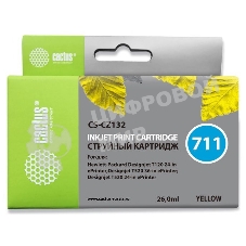 Картридж струйный Cactus CS-CZ132 №711 желтый (26 мл) для HP DesignJet T120/T520