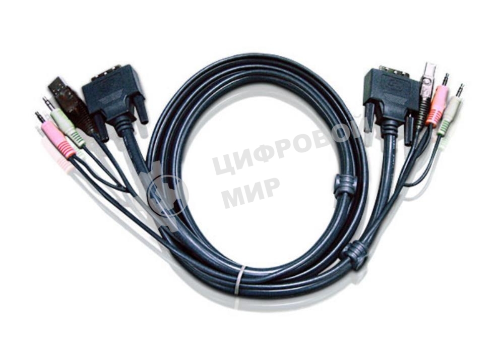 Кабель KVM USB(тип А Male)+DVI-D(Male)2хАудио(Male) (-) USB(тип B Male)+DVI-D(Male)+2хАудио(Male) 3м., черный. CABLE DVI/USB B/MC.SP-DVI/USB A 3M