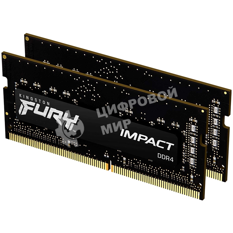 Оперативная память Kingston Fury Impact, DDR4, 16GB (2x8GB), 3200MHz, CL20, SO-DIMM