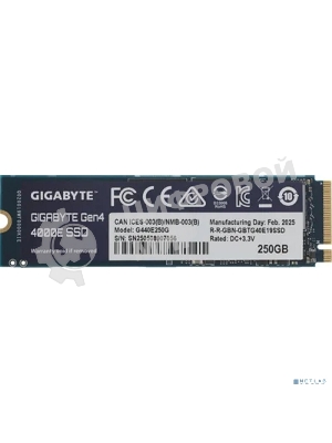 Накопитель SSD GIGABYTE Gen4 4000E, 250Gb, M.2 2280, PCIe 4.0 x4, NVMe, R/W 3500/1800