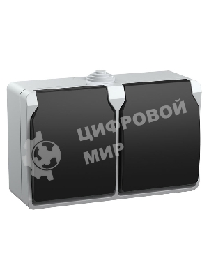 Розетка двухместная РСб22-3-ФСр с з/к для открытой установки IP54 Форс ERS22-K03-16-54-DC IEK
