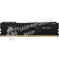 Оперативная память Kingston Fury Beast, DDR4, 16GB (1x16GB), 3200MHz, CL16, DIMM, с радиатором, черный