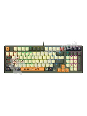 Клавиатура A4Tech Bloody S98 проводная, USB Type-A, белый/зеленый