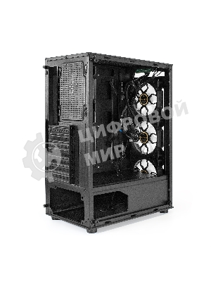 Компьютерный корпус Miditower ExeGate i3 BASE (ATX, без БП, с окном, 1*USB+1*USB 3.0, аудио, 4 вент. 12см с RGb подсветкой)