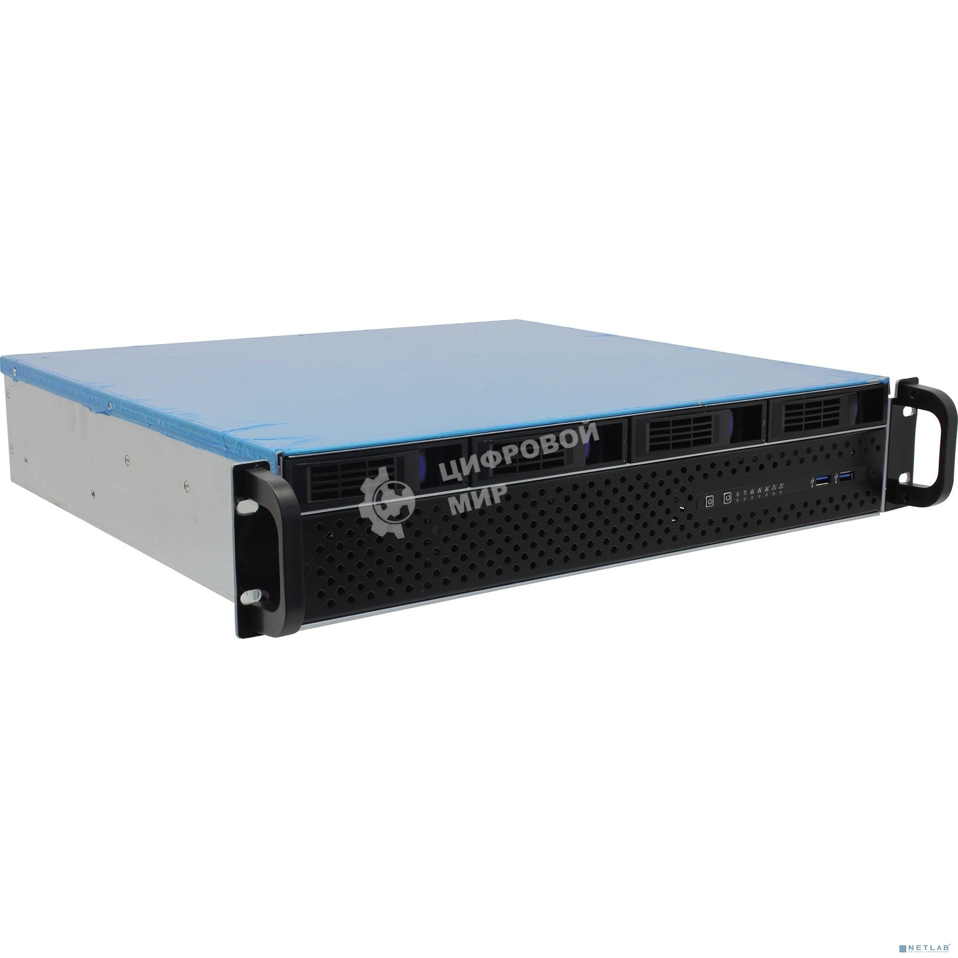 Корпус Procase ES204XS-SATA3-B-0 Корпус 2U Rack server case (4 SATA III/SAS 12Gbit hotswap HDD), черный, без блока питания, глубина 400мм, MB 12