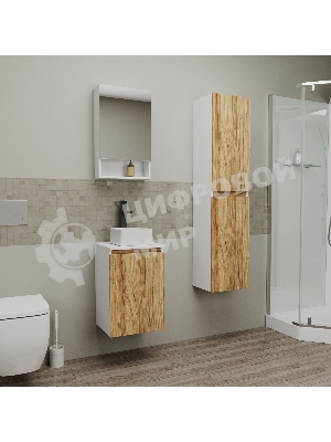 Комплект для ванной, 4 предмета (Тумба Bau Dream Blackwood 40, раковина BAU Mini 24х24, смеситель для раковины высокий Hotel Black, черный, выпуск клик клак, черный)