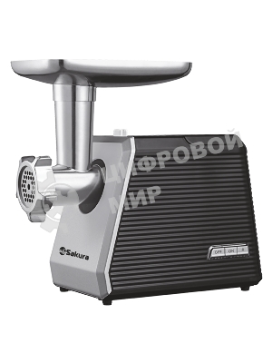Мясорубка электрическая Sakura SA-6424BK черный, 2000 Вт, 3.5 кг/мин, реверс, защита от перегрузки, насадки - 4