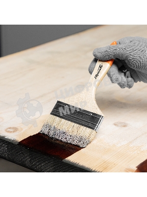 Кисть плоская Sparta 100 мм, натуральная щетина, деревянная рукоятка, для масляных краскок, лаков